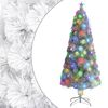 vidaXL Sapin de No&euml;l artificiel avec LED blanc 180 cm fibre optique