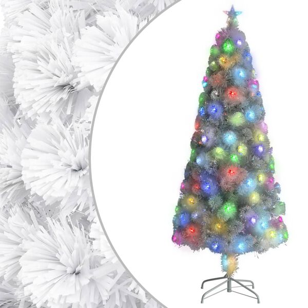 vidaXL Sapin de No&euml;l artificiel avec LED blanc 180 cm fibre optique