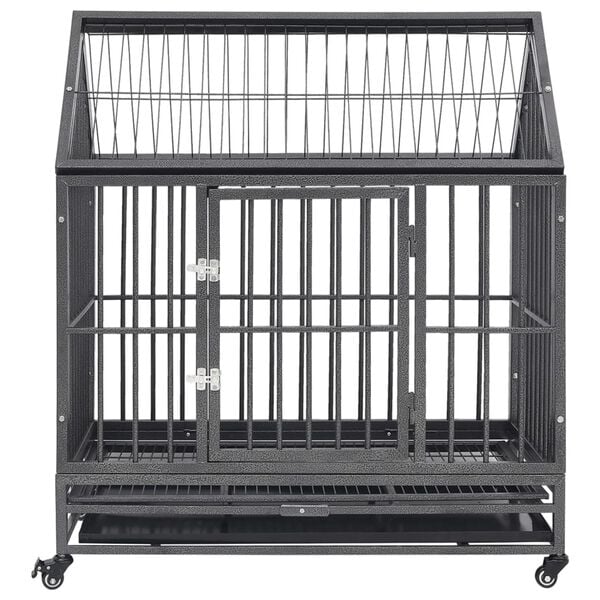 vidaXL Cage pour chien avec roues et toit Acier 92x62x106 cm