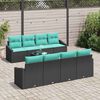vidaXL Ensemble de Canap&eacute;s 9 pcs Noir et turquoise polyrotin