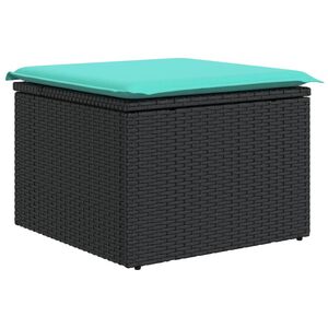 vidaXL Tabouret de jardin avec coussin noir 55x55x37 cm r&eacute;sine tress&eacute;e