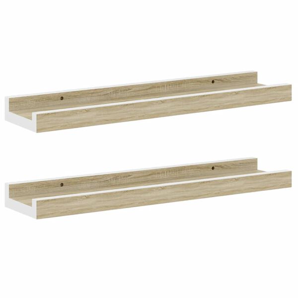 vidaXL &Eacute;tag&egrave;res murales 2 pcs blanc et ch&ecirc;ne sonoma 40x9x3 cm
