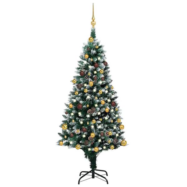 vidaXL Arbre de No&euml;l artificiel pr&eacute;-&eacute;clair&eacute;/boules pommes de pin 150cm