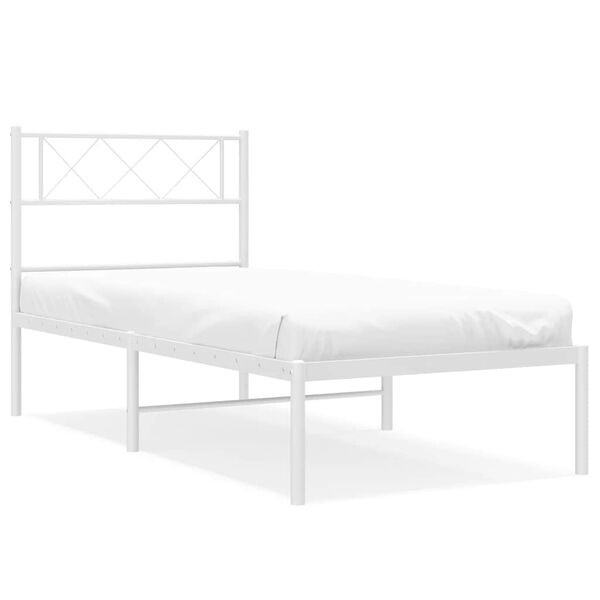 vidaXL Cadre de lit m&eacute;tal sans matelas et t&ecirc;te de lit blanc 100x190 cm