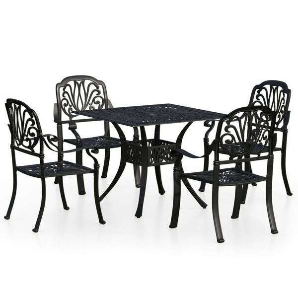vidaXL Ensemble de bistro 5 pcs Aluminium coul&eacute; Noir
