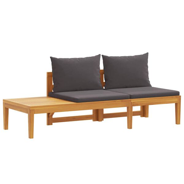 vidaXL Banc de jardin avec table avec coussins gris fonc&eacute; Teck solide