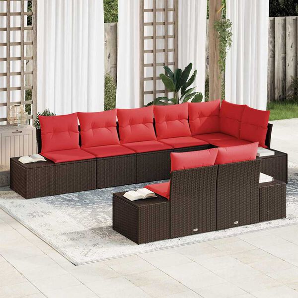 vidaXL Ensemble de canapé de jardin 8 pcs Marron polyrotin