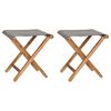 vidaXL Chaises pliables lot de 2 Bois teck solide et tissu Gris foncé