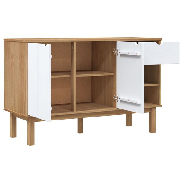 vidaXL Buffet OTTA Marron et blanc 114x43x73,5 cm Bois massif pin