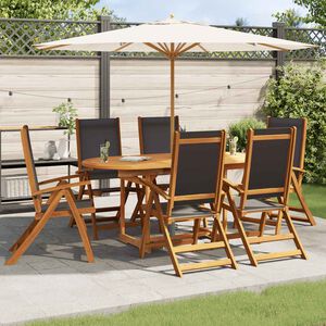 vidaXL Ensemble &agrave; manger de jardin 5pcs bois d'acacia solide textil&egrave;ne