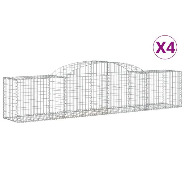 vidaXL Paniers &agrave; gabions arqu&eacute;s 4 pcs 300x50x60/80 cm fer galvanis&eacute;