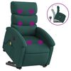 vidaXL Fauteuil inclinable de massage vert fonc&eacute; tissu