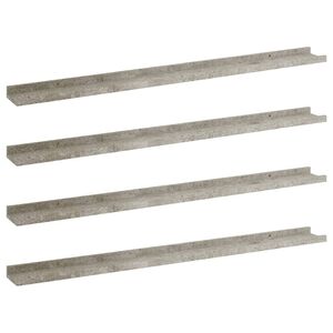 vidaXL &Eacute;tag&egrave;res murales 4 pcs Gris b&eacute;ton 100x9x3 cm