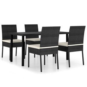 vidaXL Ensemble &agrave; manger de jardin 5 pcs R&eacute;sine tress&eacute;e Noir