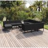 vidaXL Salon de jardin 12 pcs avec coussins résine tressée noir