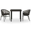vidaXL Ensemble à manger de jardin 3 pcs Noir