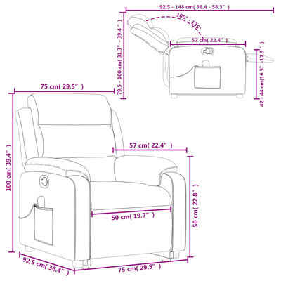 vidaXL Fauteuil inclinable de massage noir tissu