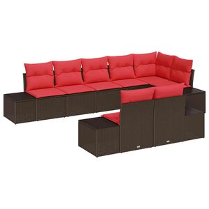 vidaXL Ensemble de canapé de jardin 8 pcs Marron polyrotin