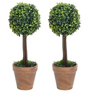 vidaXL Plantes de buis artificiel 2 pcs avec pots Boule Vert 56 cm