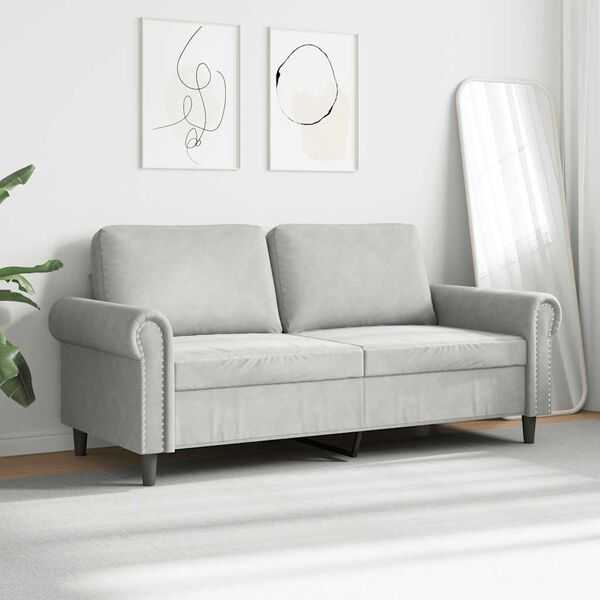 vidaXL Canap&eacute; &agrave; 2 places Gris clair 140 cm Velours