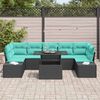 vidaXL Ensemble de canap&eacute; de jardin 8 pcs Noir et turquoise