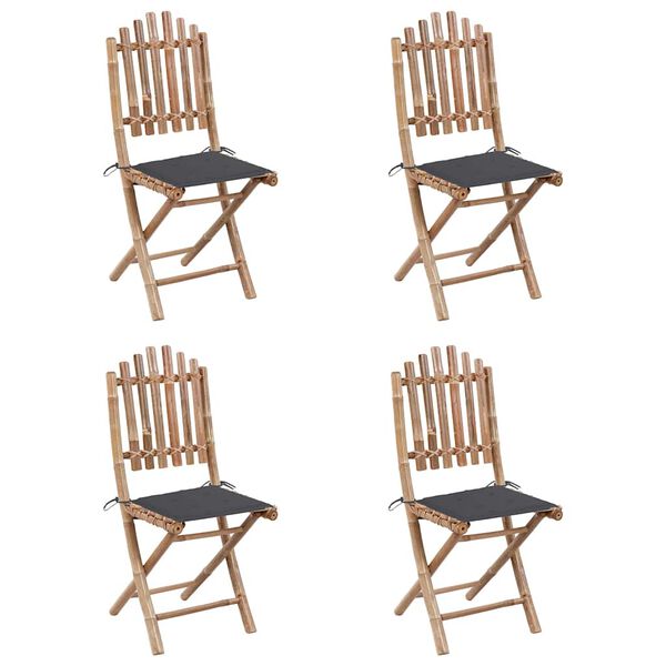 vidaXL Mobilier à dîner d'extérieur pliable 5 pcs avec coussins bambou