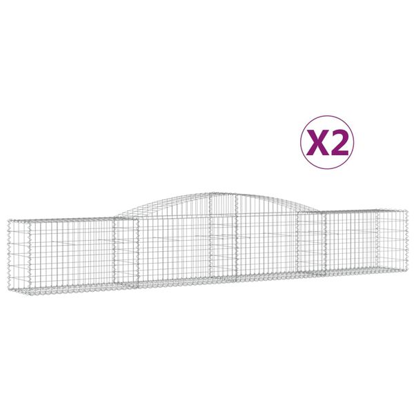 vidaXL Paniers &agrave; gabions arqu&eacute;s 2 pcs 400x50x60/80 cm Fer galvanis&eacute;
