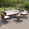 vidaXL Salon de jardin 6 pcs avec coussins R&eacute;sine tress&eacute;e Marron