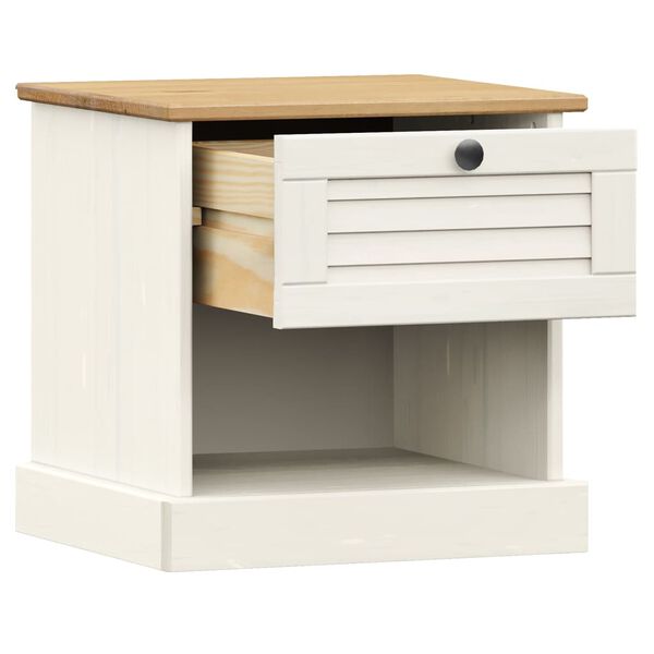vidaXL Table de chevet VIGO blanc 42x35x42 cm bois de pin massif