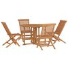 vidaXL Ensemble &agrave; d&icirc;ner d'ext&eacute;rieur pliable 5 pcs Bois solide de teck