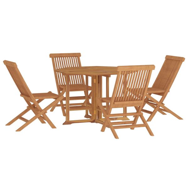 vidaXL Ensemble &agrave; d&icirc;ner d'ext&eacute;rieur pliable 5 pcs Bois solide de teck