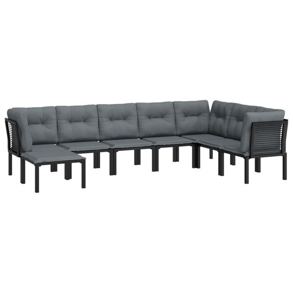 vidaXL Salon de jardin 8 pcs noir et gris résine tressée