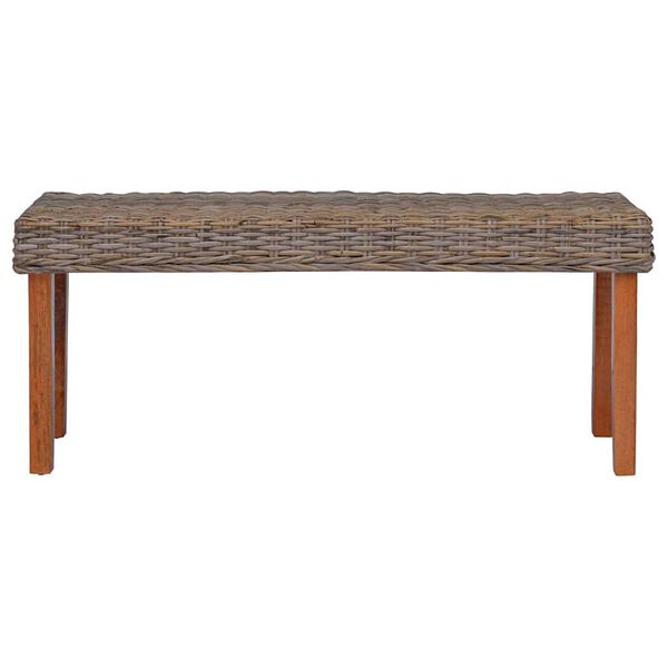 vidaXL Banc 110 cm Rotin naturel kubu et bois d'acajou massif