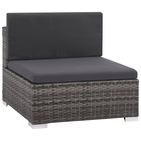 vidaXL Salon de jardin 6 pcs avec coussins r&eacute;sine tress&eacute;e gris