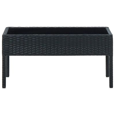 vidaXL Table de jardin Noir 75x40x37 cm Résine tressée