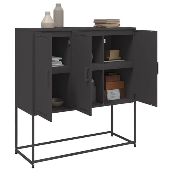 vidaXL Buffet haut noir 100,5x39x107 cm acier