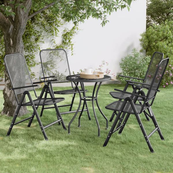 vidaXL Chaises pliables jardin lot de 4 Maille m&eacute;tallique Anthracite