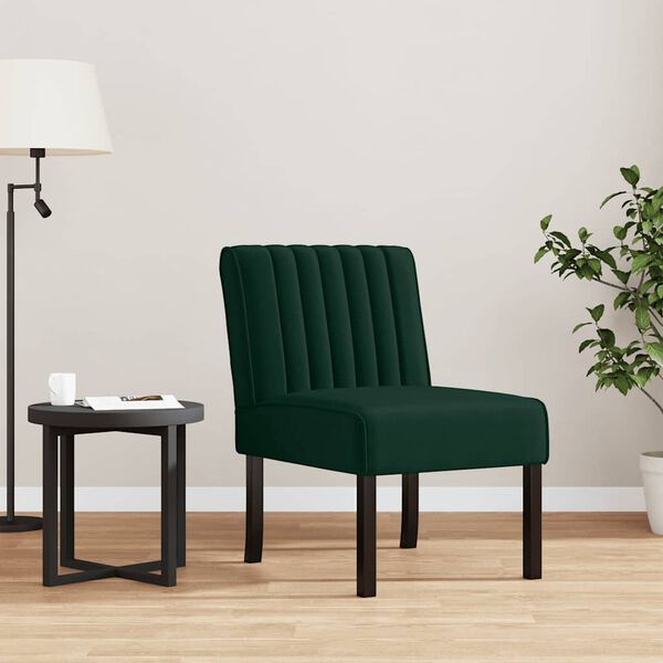 vidaXL Fauteuil sans accoudoirs vert fonc&eacute; velours