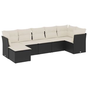 vidaXL Salon de jardin 7 pcs avec coussins noir r&eacute;sine tress&eacute;e
