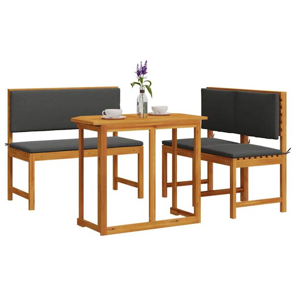 vidaXL Ensemble bistro de jardin 3 pcs Marron Bois d'Acacia Massif