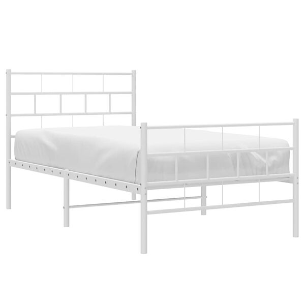 vidaXL Cadre de lit m&eacute;tal sans matelas et pied de lit blanc 100x200 cm