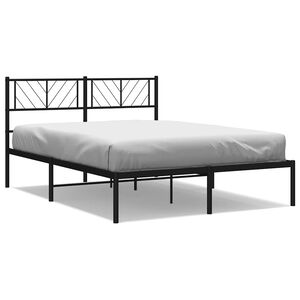 vidaXL Cadre de lit m&eacute;tal sans matelas avec t&ecirc;te de lit noir 135x190cm