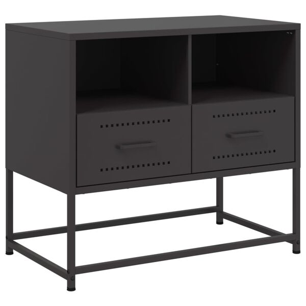 vidaXL Meuble TV noir 68x39x60,5 cm acier