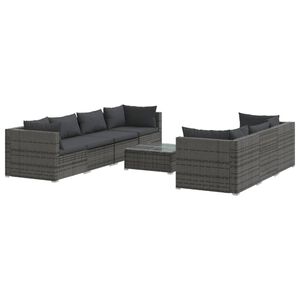 vidaXL Salon de jardin 8 pcs avec coussins r&eacute;sine tress&eacute;e gris