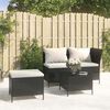 vidaXL Salon de jardin 3 pcs avec coussins Noir R&eacute;sine tress&eacute;e