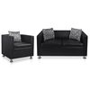 vidaXL Ensemble de fauteuil et canap&eacute; 2 places noir similicuir