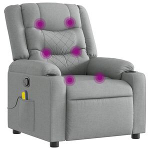 vidaXL Fauteuil inclinable de massage en tissu gris clair