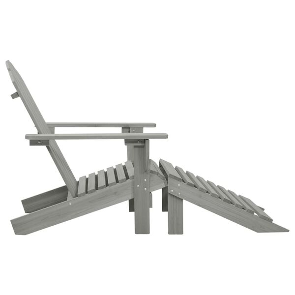 vidaXL Chaise de jardin avec pouf Bois Gris