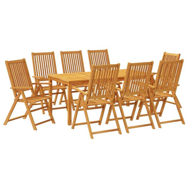 vidaXL Ensemble à manger de jardin 9 pcs 180x90x75 cm bois d'acacia solide