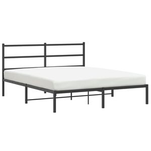 vidaXL Cadre de lit métal sans matelas avec tête de lit noir 150x200cm